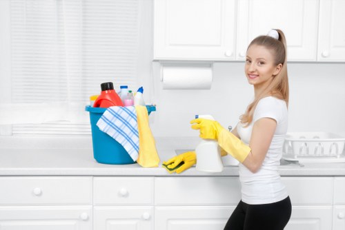 Professional cleaning team preparing for a scheduled service