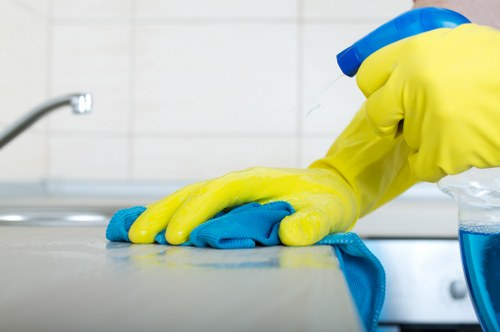 Local cleaners working in a Chelsea commercial property